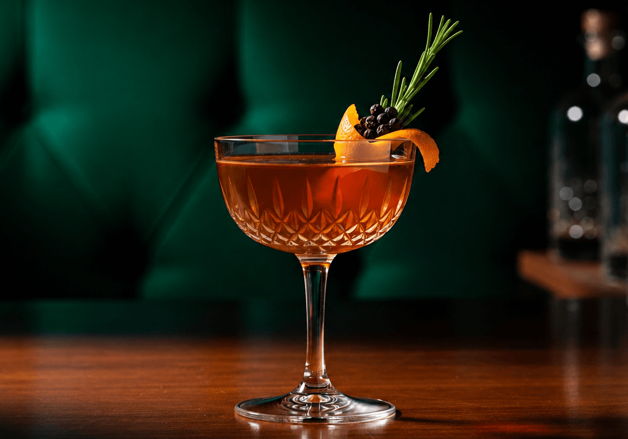 An old fashioned cocktail with whiskey and orange peel