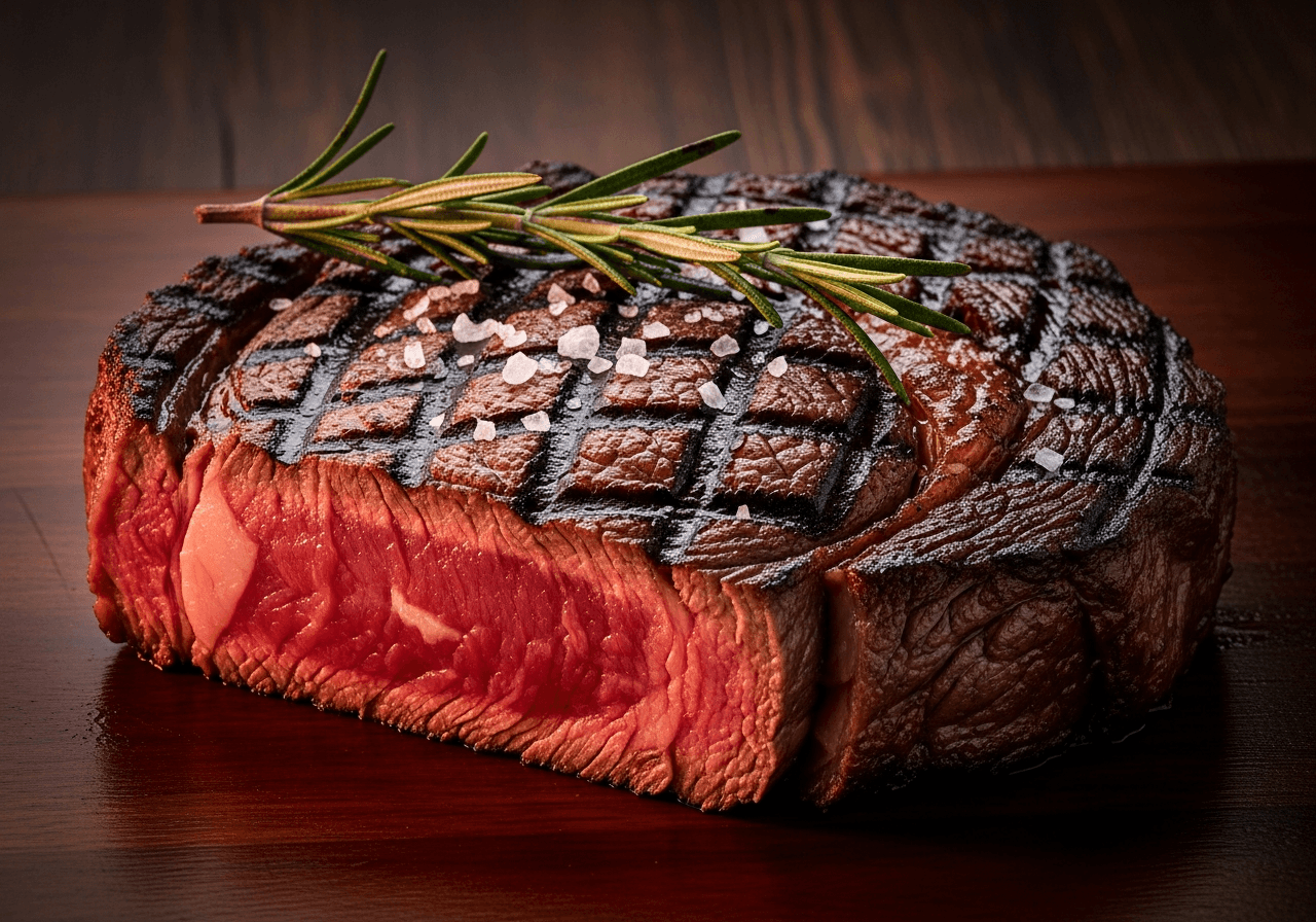Signature steak dish served with seasonal vegetables