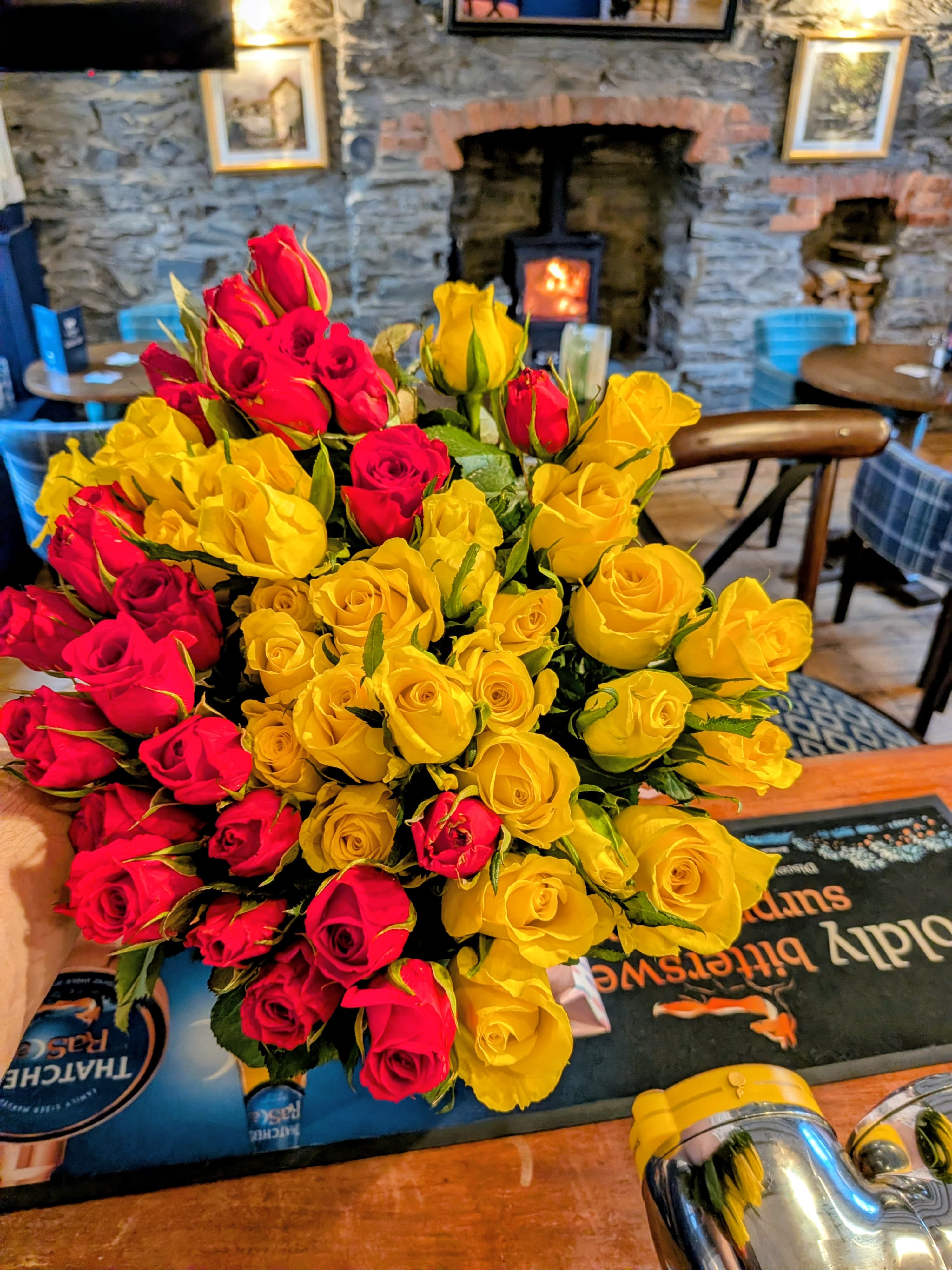 Flower arrangement at the White Horse Inn Launceston